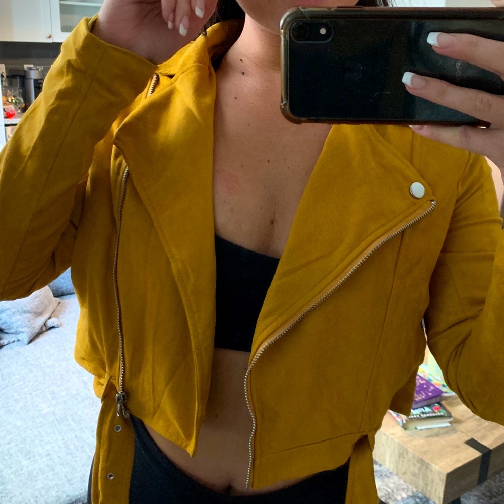 Yellow Suede Moto Jacket
